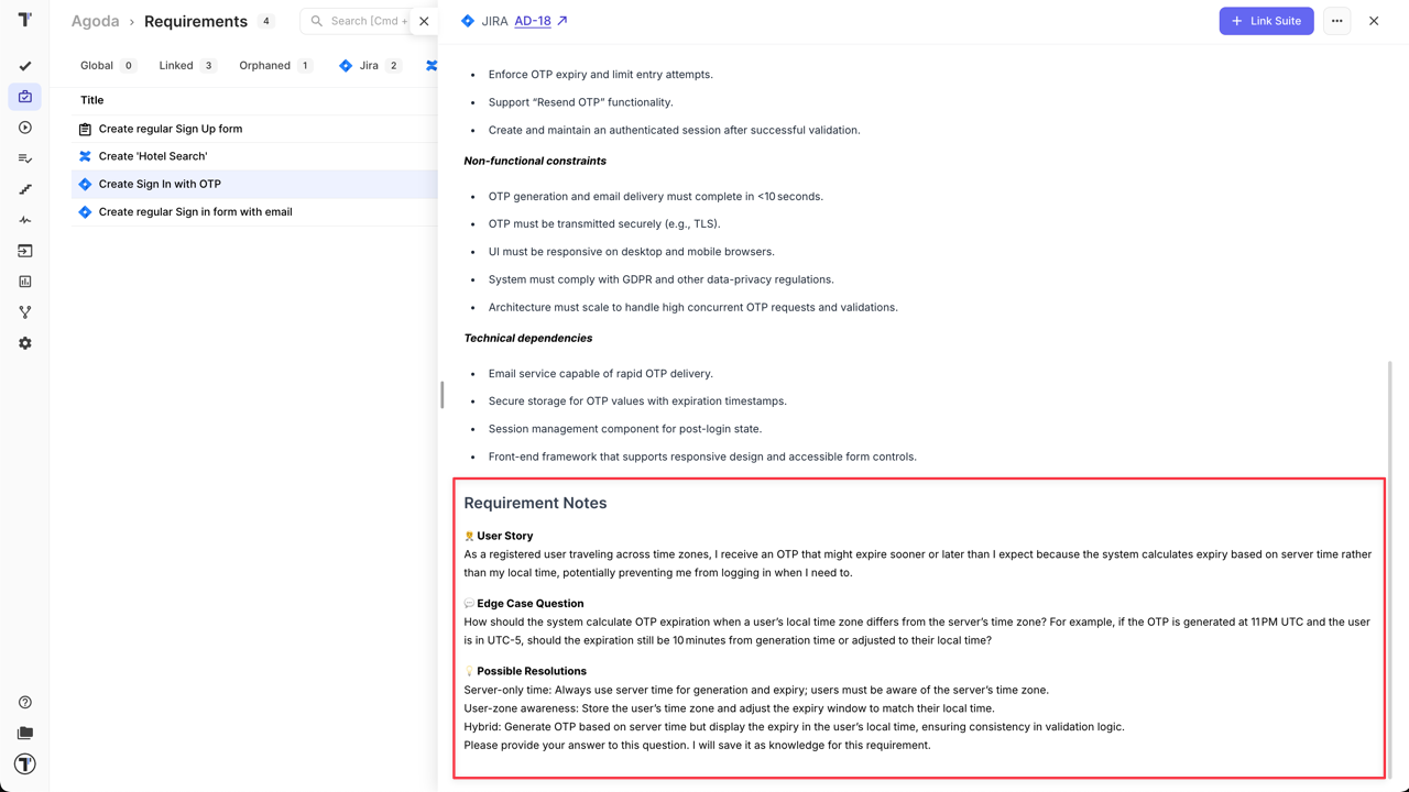 Testomat.io - Edit Linked Requirements
