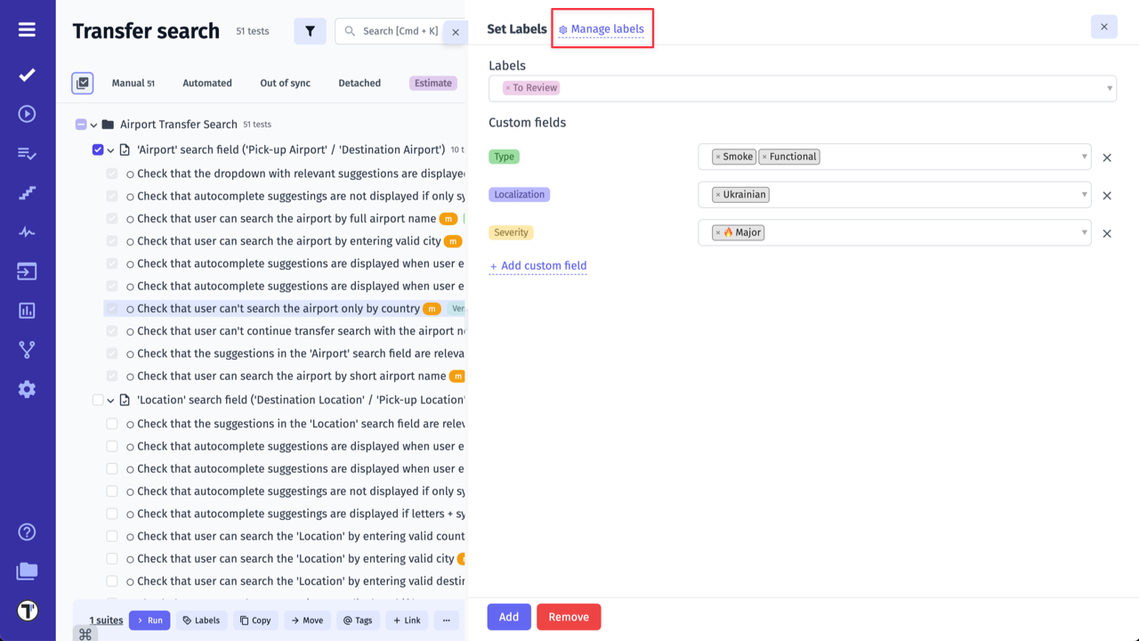 Testomatio - Multi-assign Label & Custom Field