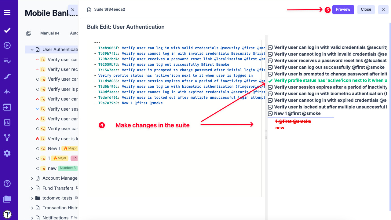 Make changes in the suite